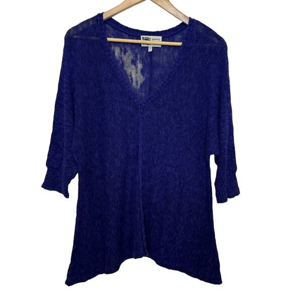 Habitat Size Large Purple Linen Blend V-Neck Sweater - Picture 1 of 7